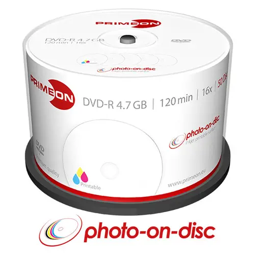 Primeon DVD-R 4,7GB/120Min./16x 50er Spindel, InkJet Fullsize Printable