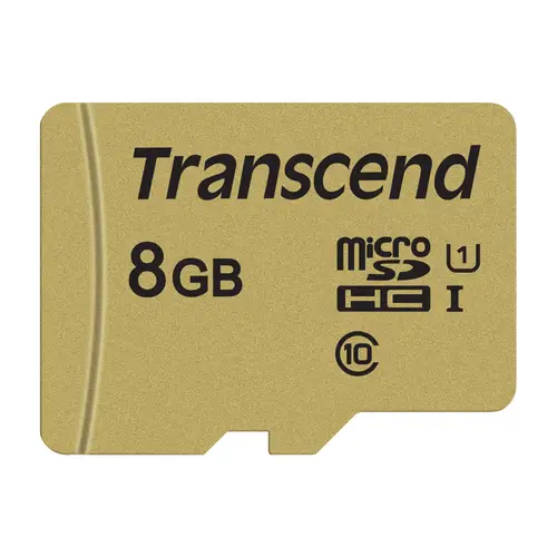 Transcend 8GB microSDHC-Karte 500S UHS-I U1 Cl10 95/60MB/s m. Adapter