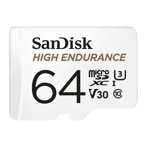 SanDisk High Endurance 64 GB microSDXC Karte mit SD-Adapter, C10, U3, V30
