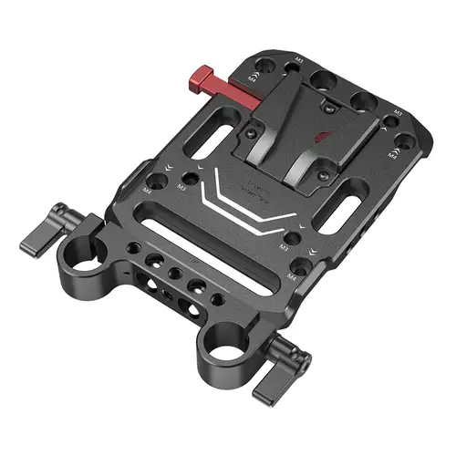 SmallRig 3016 V-Mount-Akku-Adapterplatte mit zwei 15 mm Stabklemmen
