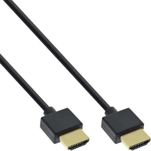 InLine HDMI-A auf HDMI-A superslim Kabel 1m, schwarz, High Speed Ethernet