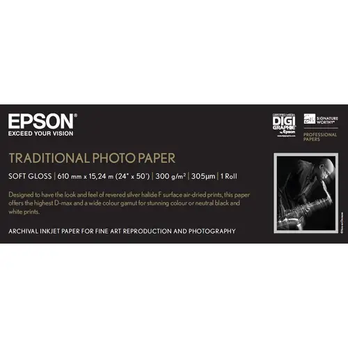 Epson Traditional Photopaper 24' x 15 m Rolle soft gloss 300 g/m² (69,96 cm)"