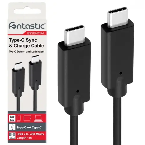 Fontastic Essential USB Typ-C>USB-C sw Datenkabel, 2 m