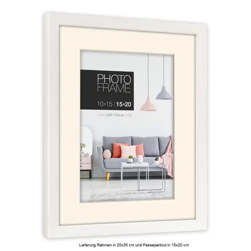 ZEP Edison 20x30 cm weiß + Ppt. 15x20 cm Kunststoffrahmen