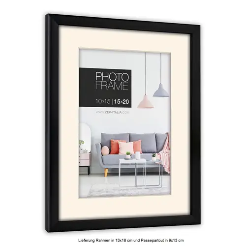 ZEP Edison 13x18 cm schw. + Ppt. 9x13 cm Kunststoffrahmen