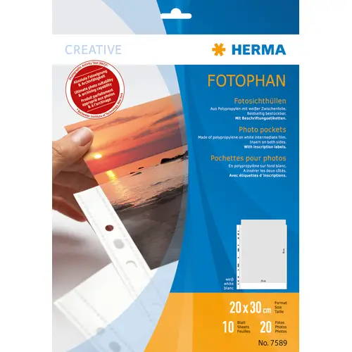 Herma Fotophan 10 Fotosichthüllen weiß für je 2 Fotos 20x30 cm hochformat