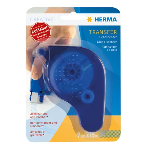 Herma Transferspender blau incl. 15m wieder ablösbare Klebepunkte nachfüllbar