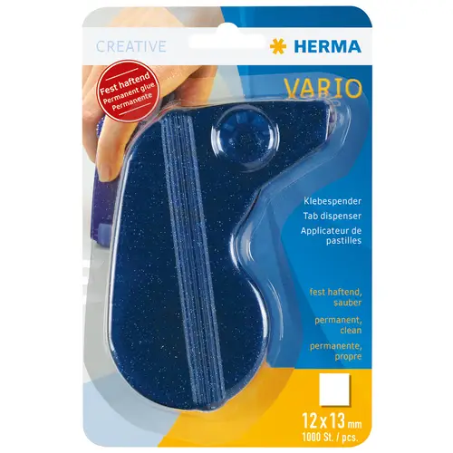 Herma Vario Klebespender blau incl 1000 fest haftende Klebestücke, nachfüllbar