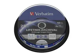 Verbatim M-DISC BD-R 25GB, 10er Cakebox, InkJet, White Fullsize Surface