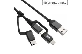 InLine 3in1 USB Kabel 1,5 m, Lightning, Micro-USB, USB Typ C an USB 2.0 schwarz