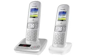 Panasonic KX-TGH722GG perlsilber Schnurlostelefon mit AB + 2 Mobilteile
