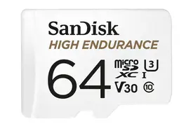 SanDisk High Endurance 64 GB microSDXC Karte mit SD-Adapter, C10, U3, V30