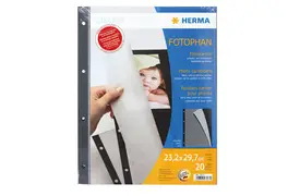 Herma Fotokarton 20 Blatt schwarz mit Pergamin 23x29,7 cm, 4-fach gelocht